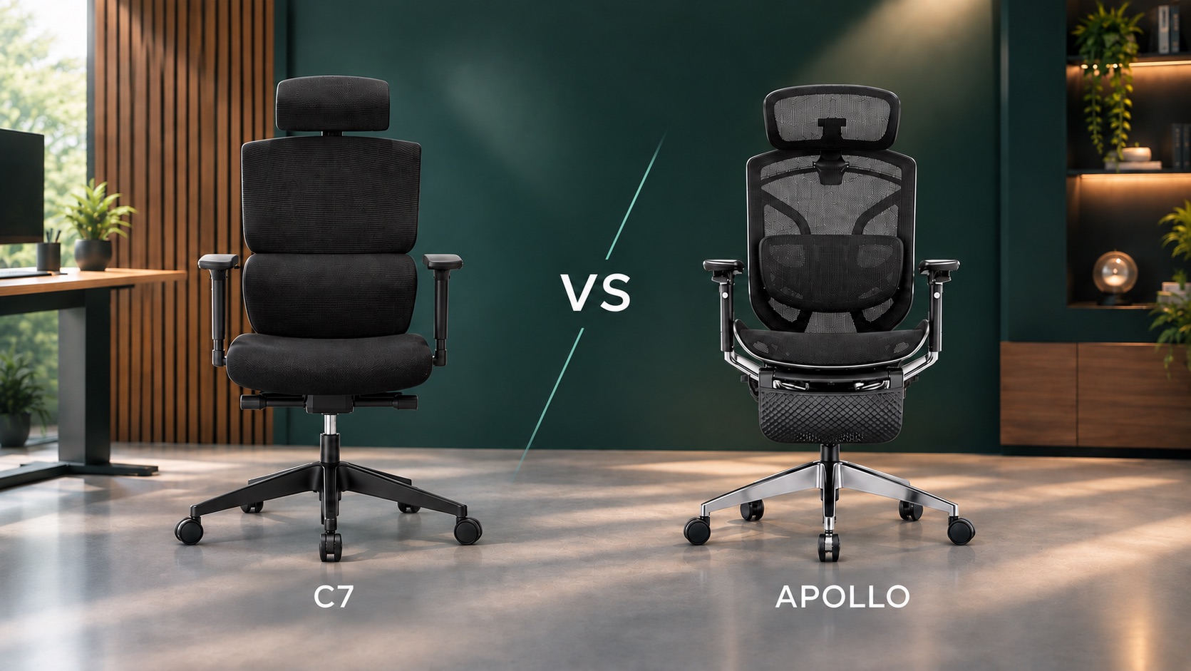 Comparatif Flexispot C7 vs Flexispot Apollo, deux chaises ergonomiques face à face