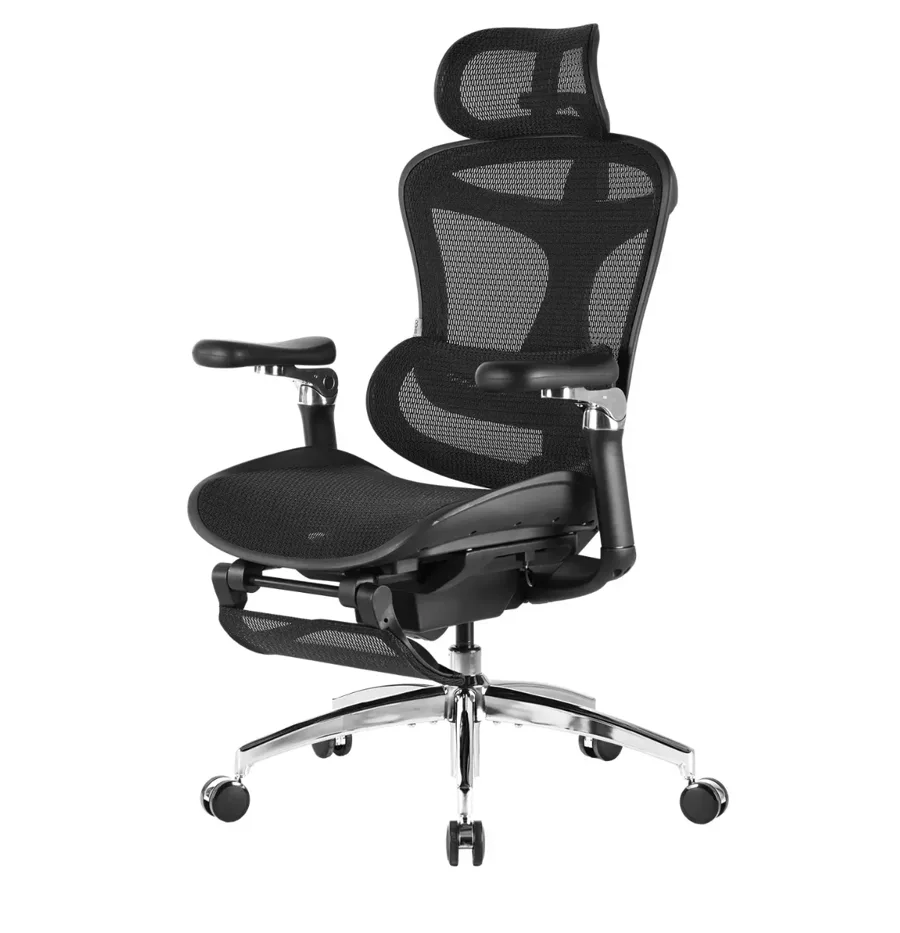 Chaise ergonomique Sihoo Doro C300 Pro noire avec repose-pieds déplié
