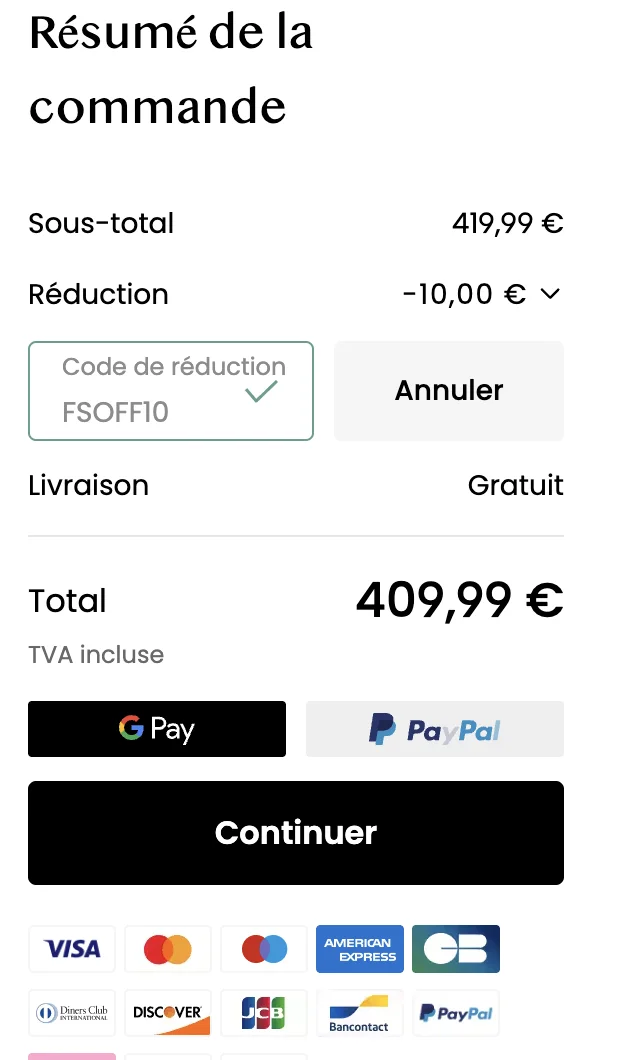 Code promo Flexispot FSOFF10 appliqué au panier