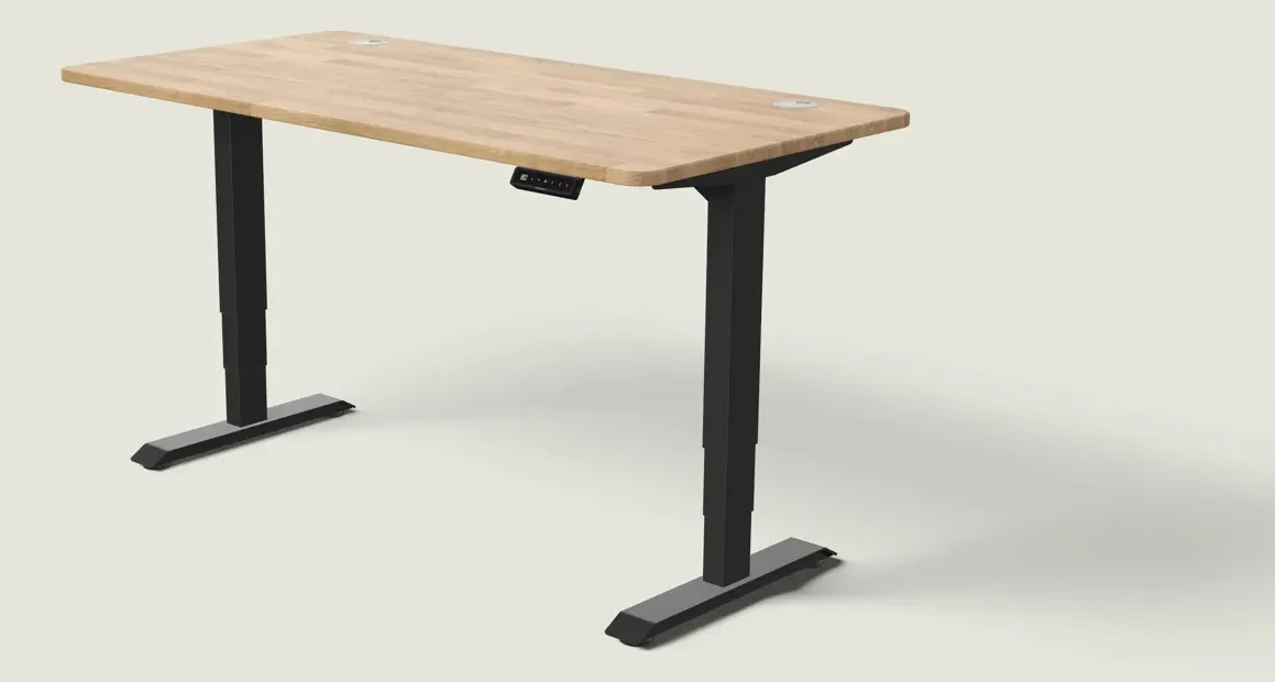 Desktronic HomePro avec plateau en chêne massif et piètement noir