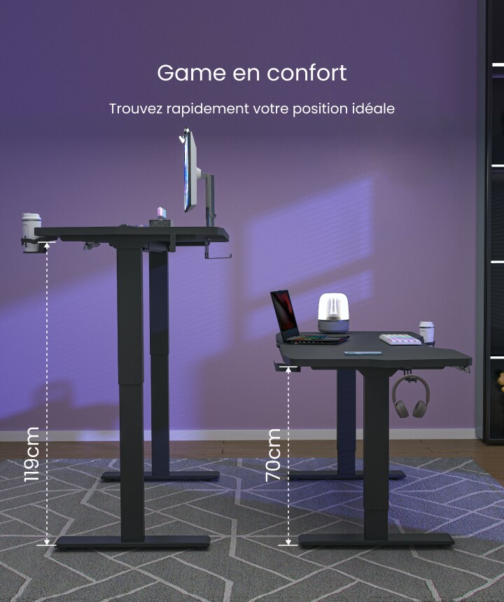 Flexispot GT3 : hauteur réglable de 70 à 119 cm