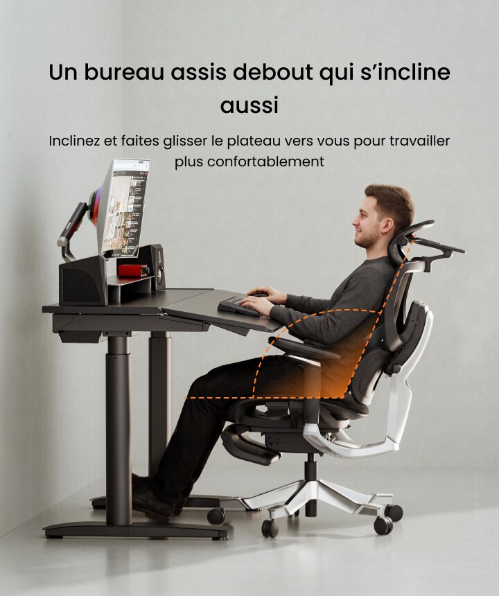 Flexispot Synco : le plateau s'incline et avance vers l'utilisateur